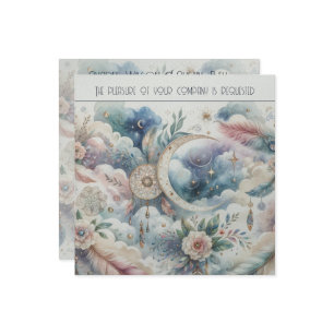 Invitación Boda de Catcher de Sueño Celestial Azul y Oro