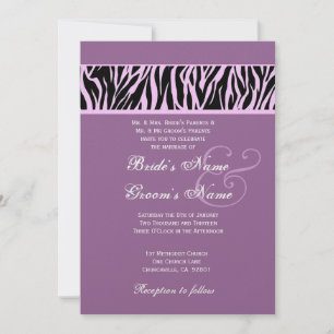 Invitación Boda de cebra morada y negra