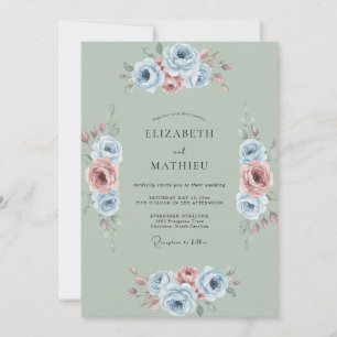 Invitación Boda de Celadón Malva Peonía