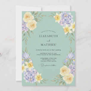 Invitación Boda de Celadón Mantequilla Lila Peonía