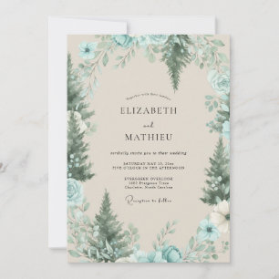 Invitación Boda de celadón pino bosque eucalipto