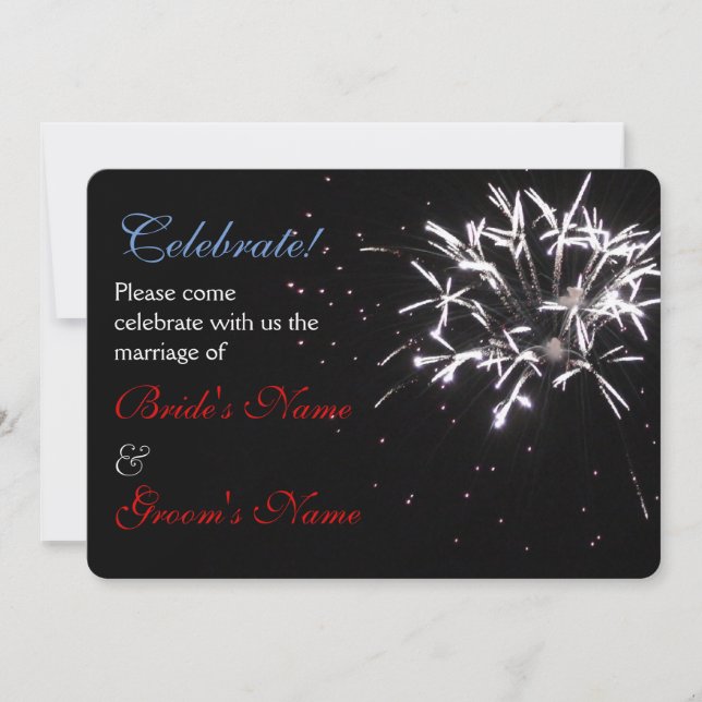 Invitación Boda de celebración rojo/blanco/azul 2 (Anverso)