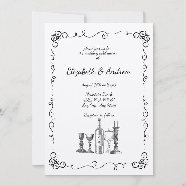 Invitación Boda de cena caprichosa (Anverso)