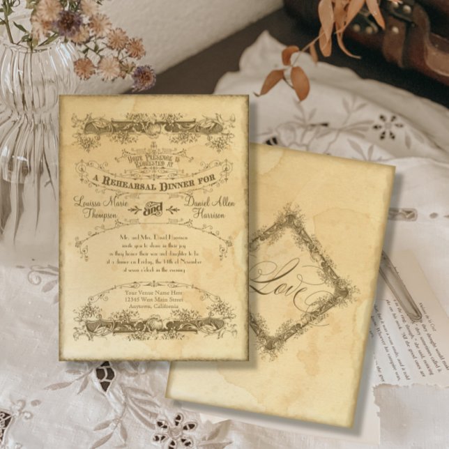 Invitación Boda de cena con ensayo de té de época (Subido por el creador)
