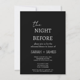 Invitación Boda de cena de ensayo minimalista simple negro