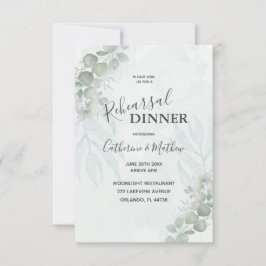 Invitación Boda de cena de ensayo verde de eucalipto ruso
