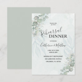 Invitación Boda de cena de ensayo verde de eucalipto ruso