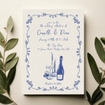 Invitación Boda De Cena Ilustrado Con Mano Brillante<br><div class="desc">Invitación a la boda de la cena con letras de mano ingeniosas</div>