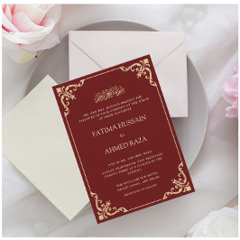 Invitación Boda de Ceremonia de Borgoña Vintage Rococo Nikah