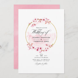 Invitación Boda de cerezo de cerezo rosado geométrico