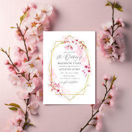Invitación Boda de cerezo de cerezo rosado geométrico