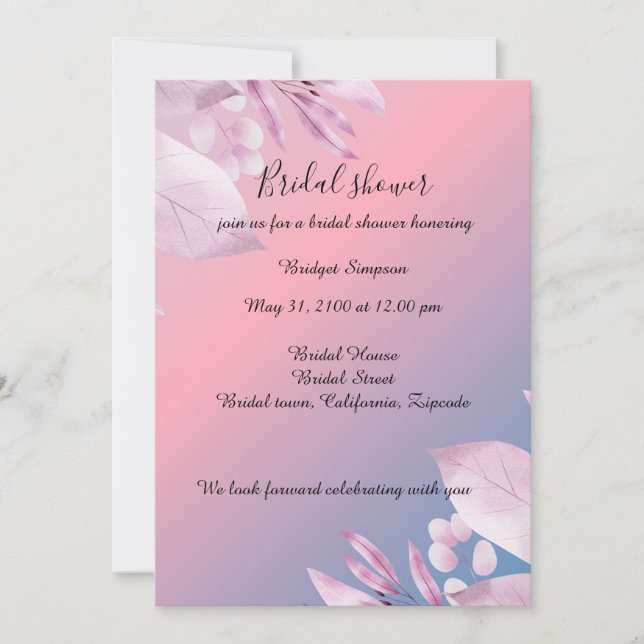 Invitación Boda de cerezo Pastel con ducha de novia Invitació (Anverso)