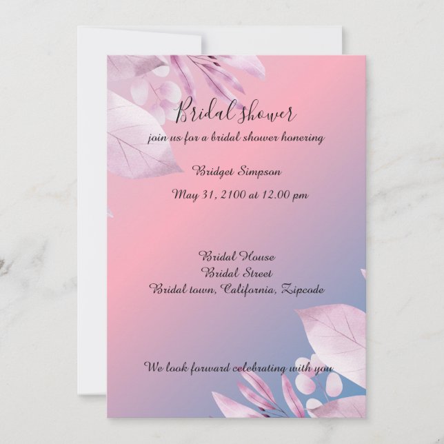Invitación Boda de cerezo Pastel con ducha de novia Invitació (Anverso)