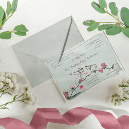 Invitación Boda de cerezo rosa vintage amor pájaro