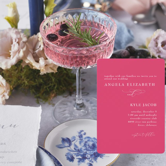 Invitación Boda de Cerise Simple Moderno y Redondo (Subido por el creador)