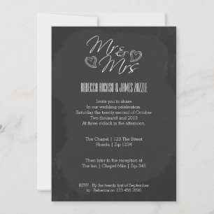 Invitación Boda de Chalkboard Heart Doodle