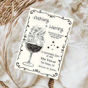 Invitación Boda de champagne de mano extravagante y caprichos
