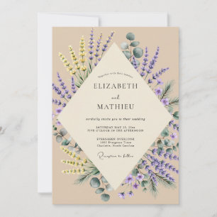 Invitación Boda de Champagne Lavanda Ramillete de Eucalipto