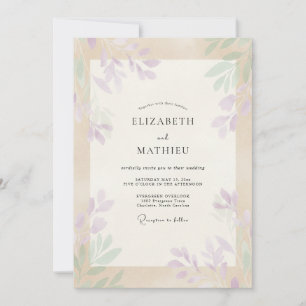 Invitación Boda de Champagne Lila Follaje Suave Eucalipto