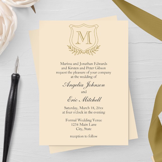 Invitación Boda de champagne y antigüedades Gold (Subido por el creador)