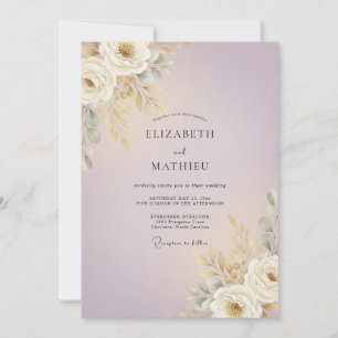 Invitación Boda de champán malva Pampas Eucalipto