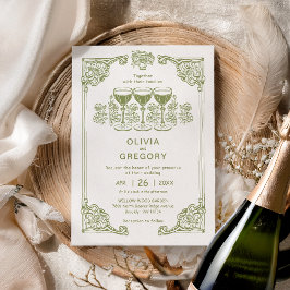 Invitación Boda de champán Olive Green Vintage