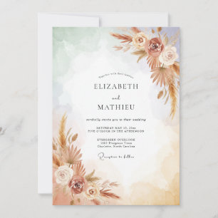 Invitación Boda de Champán Terracota Pampa Eucalipto