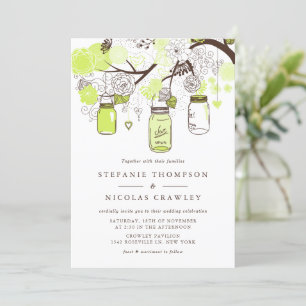 Invitación Boda de Chartreuse Green Hanging Mason Jars