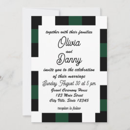 Invitación Boda de cheques de cheques de tablero de ajedrez