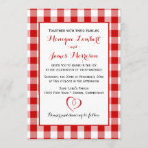 Boda de Cheques Rojos y Blancos de Gingham