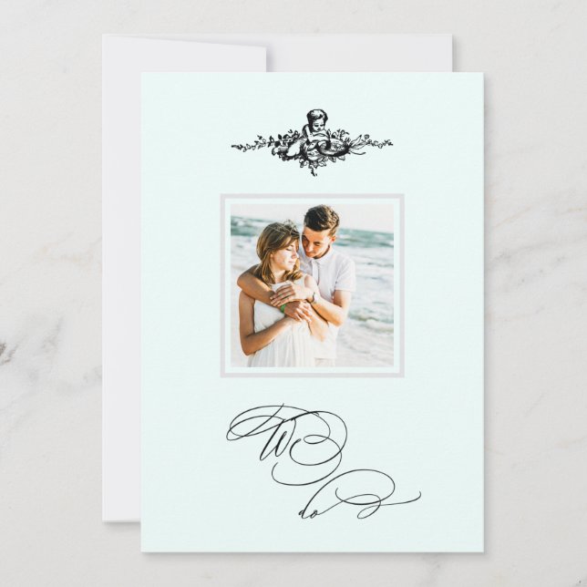 Invitación *~* Boda de Cherub victoriano. FOTO QR AR6 RSVP (Anverso)