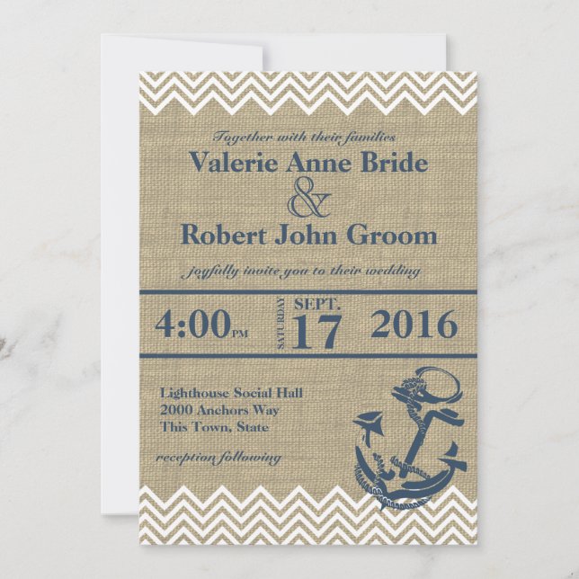 Invitación Boda de Chevron (Anverso)