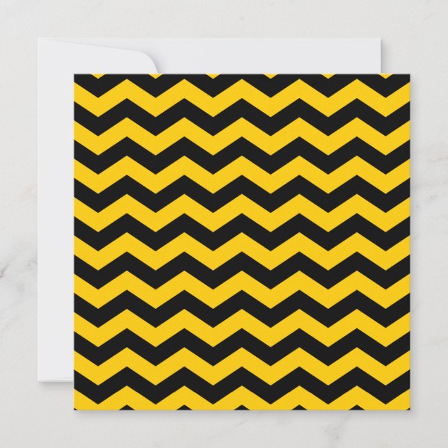 Invitación Boda de Chevron negro y oro (Anverso)