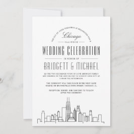 Invitación Boda de Chicago | Esquina moderna de Deco
