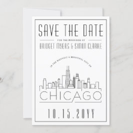 Invitación Boda de Chicago | Estilizado Skyline Guardar la fe
