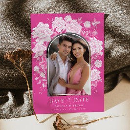 Invitación Boda de Chinoiserie floral magenta salva la fecha