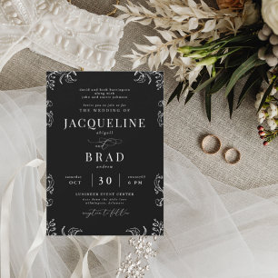Invitación Boda de Chinoiserie Negro Elegante Ambos Padres