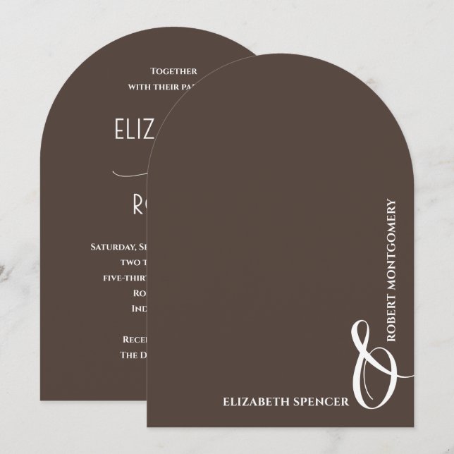 Invitación Boda de Chocolate Arqueado Romántico (Anverso / Reverso)