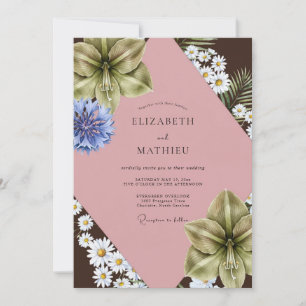 Invitación Boda de chocolate Blush Daisy Eucalipto