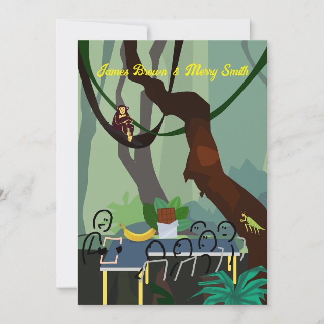Invitación Boda de chocolate de plátano en la selva (Anverso)