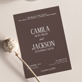 Invitación Boda de Chocolate Marrón Moderno