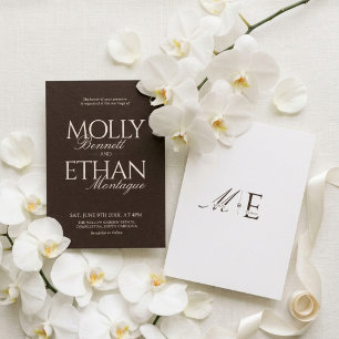 Invitación Boda de Chocolate Marrón Old Money