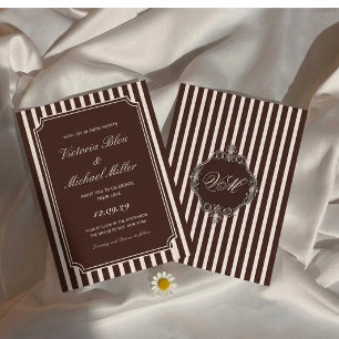 Invitación Boda de Chocolate Marrón Oscuro Vintage Old Money