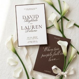 Invitación Boda de Chocolate Oscuro Old Money