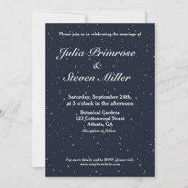 Invitación Boda de cielo azul y estrellas de la marina celest