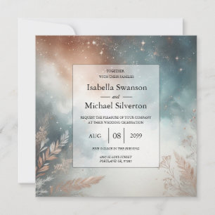 Invitación Boda de Cielo de Polvo de Estrellas de Salvia y Te