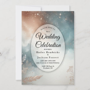Invitación Boda de Cielo de Polvo de Estrellas de Salvia y Te