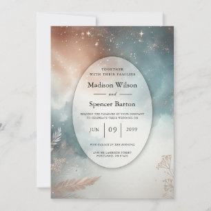 Invitación Boda de Cielo de Polvo de Estrellas de Salvia y Te