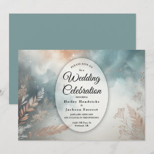 Invitación Boda de Cielo de Polvo de Estrellas de Salvia y Te