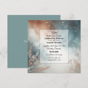 Invitación Boda de Cielo de Polvo de Estrellas de Salvia y Te